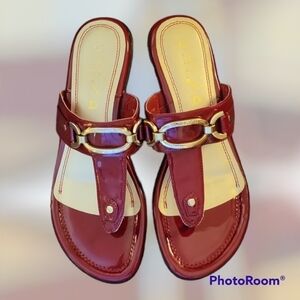 Unisa Tomato Red Patent Faux Leather Slip-On Sandals